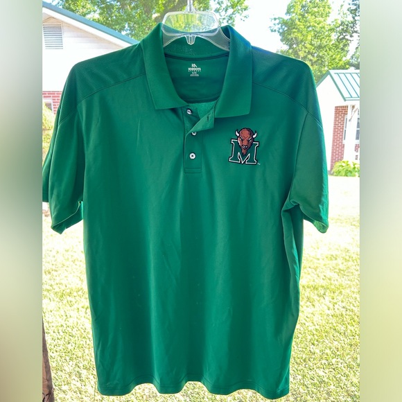 2 Marshall University men’s polo shirts.  Dry fit material. 1 is L & 1 is XL - Picture 2 of 9